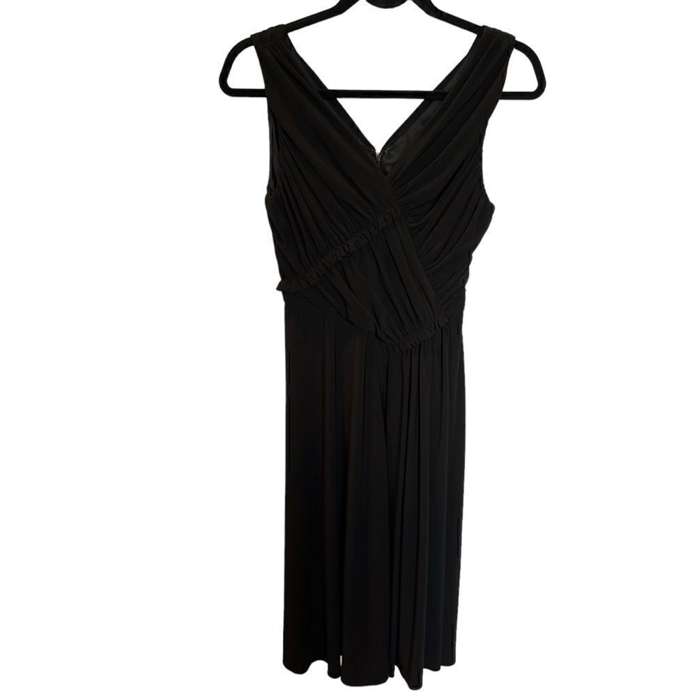 Women's Evan Picone Black Evening Dress V neck A-line Size 4
